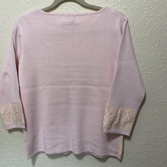 Kathy Levine By Request Vintage Women's Pink Lace Trimmed Sweater. NWOT. Size M. - Picture 6 of 9